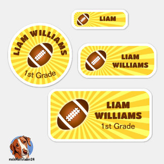 Personalized Football Name Labels Set – Yellow