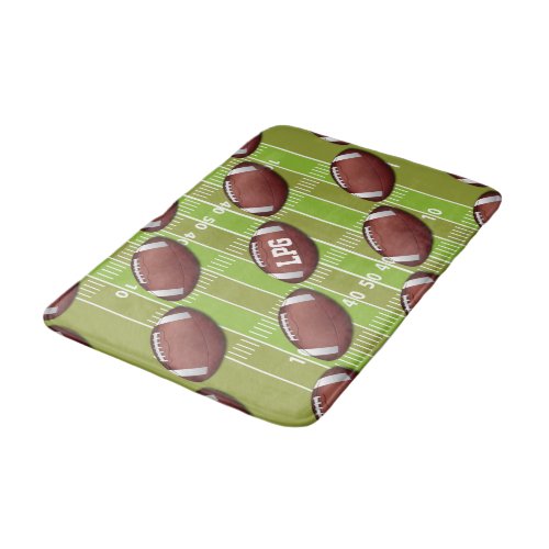 Personalized Football Pattern on Sports Field Bath Mat