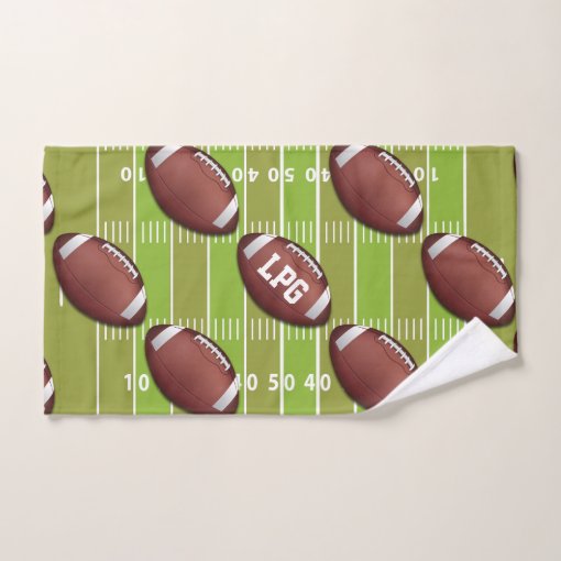 Personalized Football Pattern on Sports Field Bath Towel Set | Zazzle