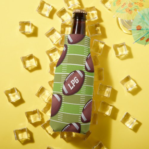 Personalized Football Pattern on Sports Field Bottle Cooler