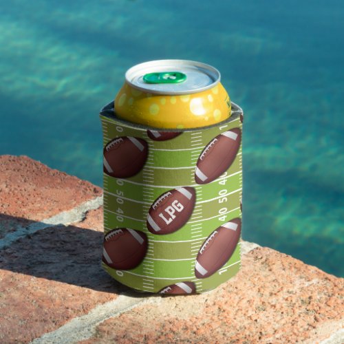 Personalized Football Pattern on Sports Field Can Cooler