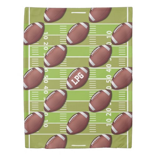 Personalized Football Pattern on Sports Field Duvet Cover