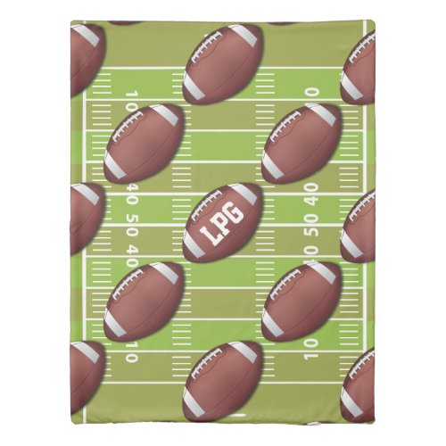 Personalized Football Pattern on Sports Field Duvet Cover