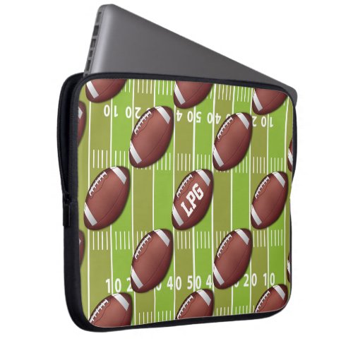 Personalized Football Pattern on Sports Field Laptop Sleeve