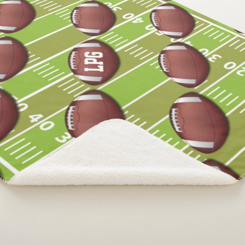 Personalized Football Pattern on Sports Field Sherpa Blanket