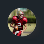 Personalized Football Photo and Number Button<br><div class="desc">Personalized Football Photo and Number button</div>