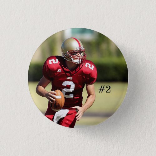 Personalized Football Photo and Number Button