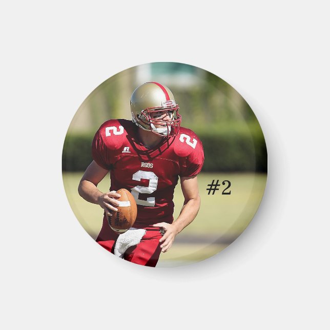 Personalized Football Photo and Number  Magnet (Front)