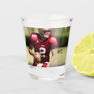Personalized Football Photo and Number Shot Glass