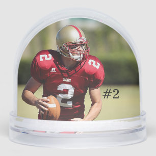Personalized Football Photo and Number Snow Globe