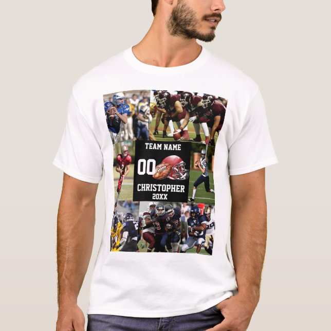 Personalized Football Photo Collage Sports  T-Shirt (Front)