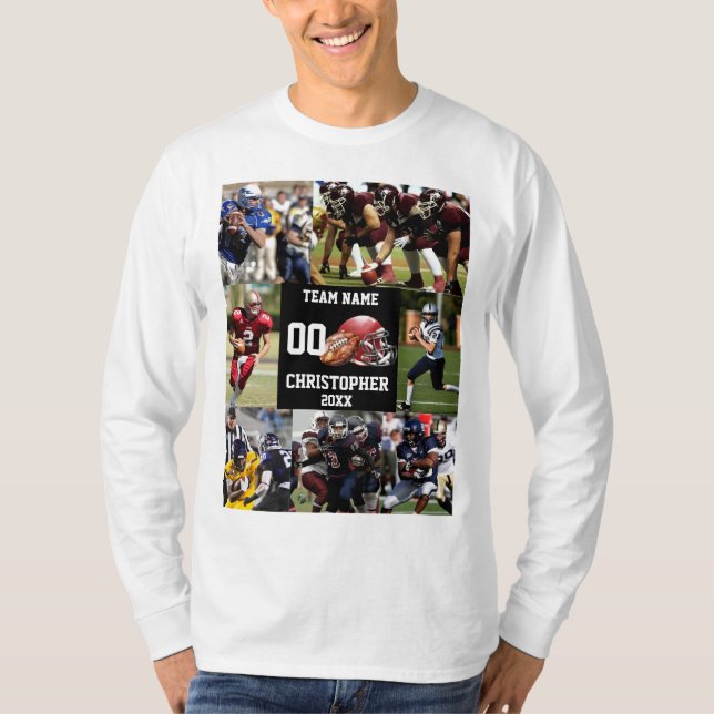 Personalized Football Photo Collage Sports  T-Shirt (Front)