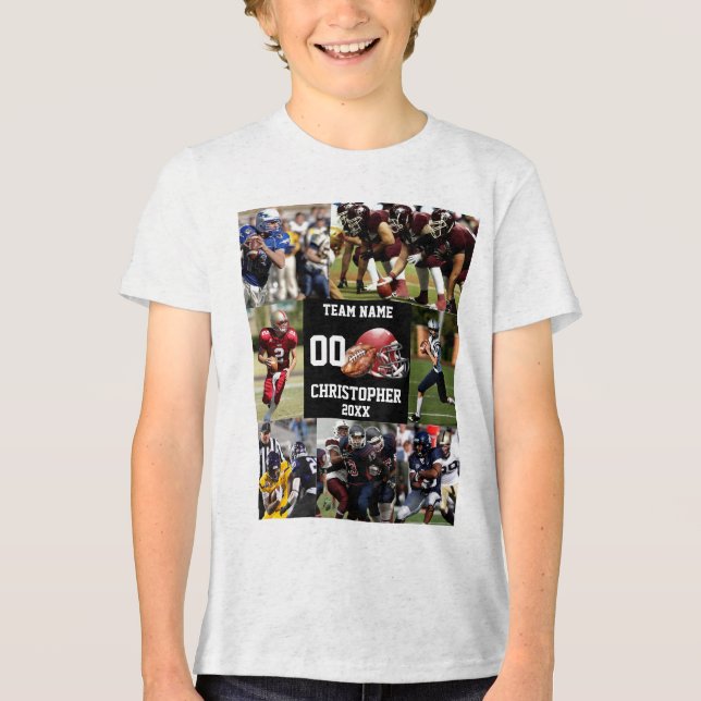 Personalized Football Photo Collage Sports  Tri-Blend Shirt (Front)