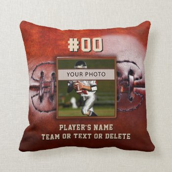 Personalized Football Pillow With Player's Photo by YourSportsGifts at Zazzle