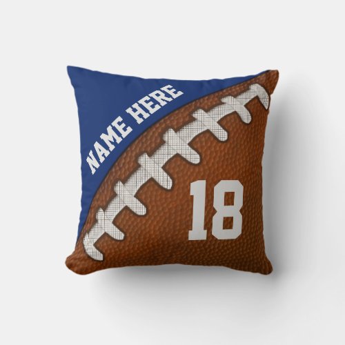 Personalized FOOTBALL Pillows Team COLORS TEXT Throw Pillow