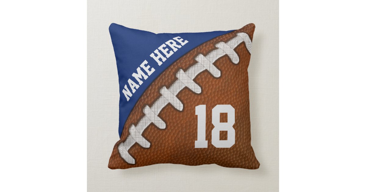 Personalized FOOTBALL Pillows, Team COLORS, TEXT Throw Pillow