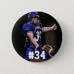 Personalized Football Player Photo And Number Pinback Button<br><div class="desc">Show pride for your football player and team with this custom football button.  Add your player's photo and number to this personalize.  Great for football parents and fans.</div>