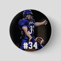 Personalized Football Player Photo And Number Pinback Button