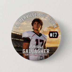 Personalized Football Player Photo Button