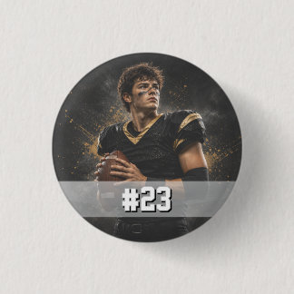 Personalized Football Player Photo & Number  Button