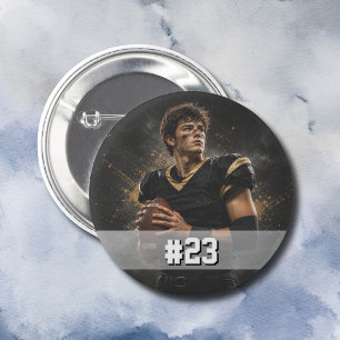 Personalized Football Player Photo & Number Button