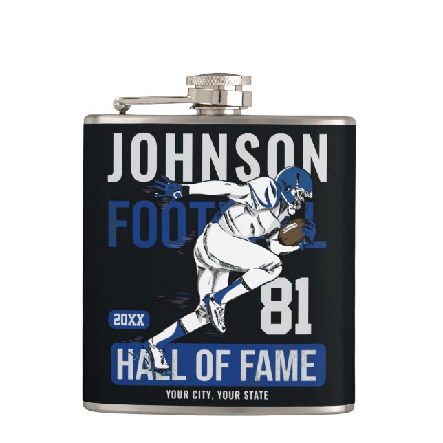 Personalized Football PLAYER Team NUMBER  Flask (Front)
