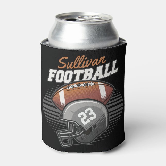 Personalized Football Player Team Number Helmet  Can Cooler (Can Front)