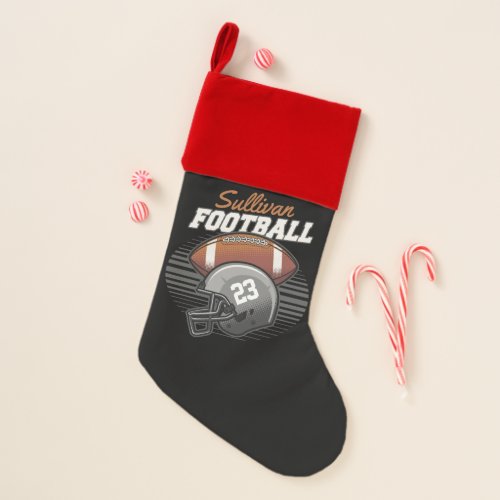 Personalized Football Player Team Number Helmet  Christmas Stocking