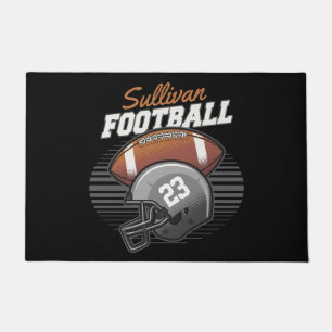 Personalized Football Player Team Number Helmet  Doormat