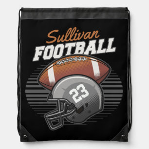 Personalized Football Player Team Number Helmet Drawstring Bag