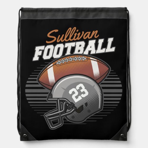 Personalized Football Player Team Number Helmet  Drawstring Bag