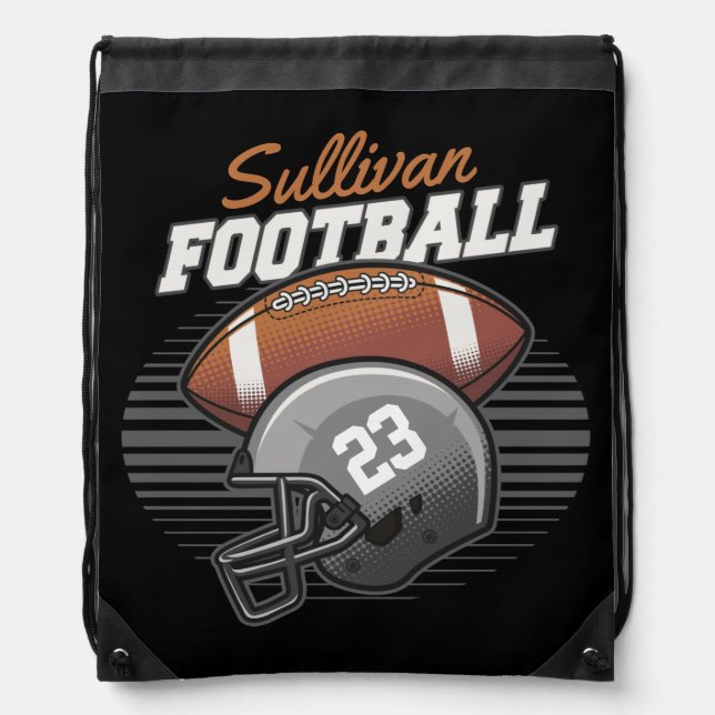 Personalized Football Player Team Number Helmet  Drawstring Bag (Front)