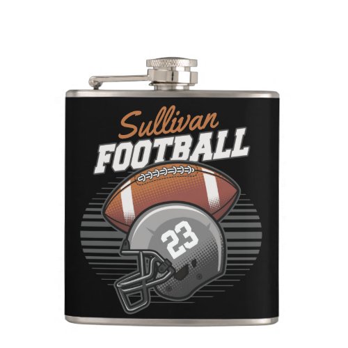 Personalized Football Player Team Number Helmet  Flask
