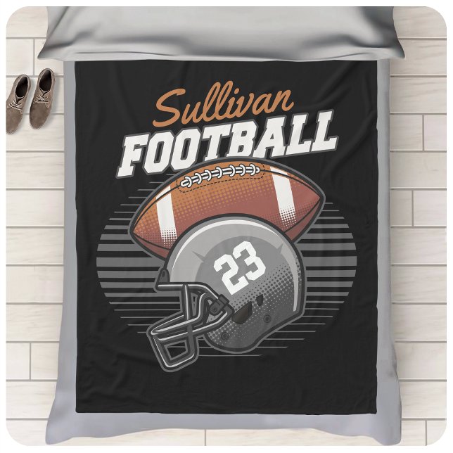 Personalized Football Player Team Number Helmet  Fleece Blanket (Creator Uploaded)