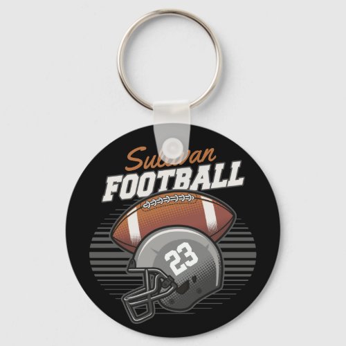 Personalized Football Player Team Number Helmet Keychain