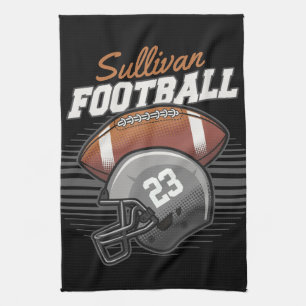 Personalized Football Player Team Number Helmet  Kitchen Towel
