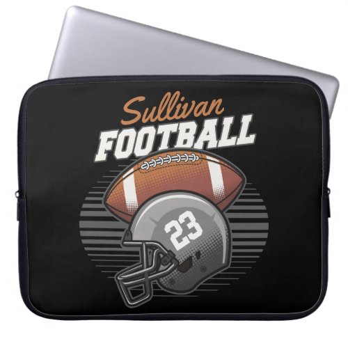 Personalized Football Player Team Number Helmet  Laptop Sleeve