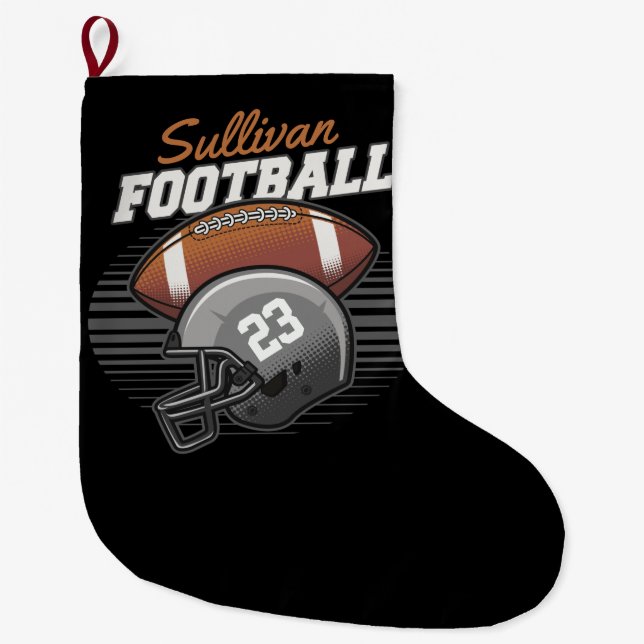 Personalized Football Player Team Number Helmet  Large Christmas Stocking (Front)
