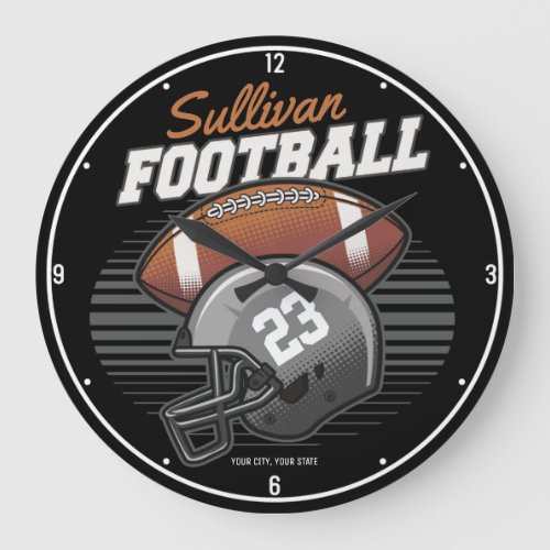 Personalized Football Player Team Number Helmet Large Clock
