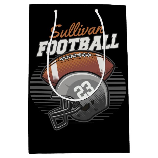 Personalized Football Player Team Number Helmet  Medium Gift Bag (Front)