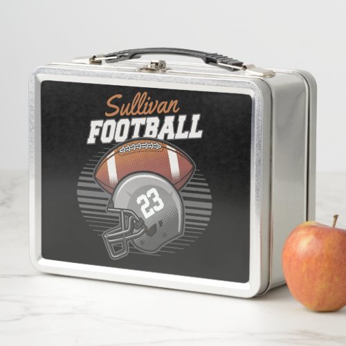 Personalized Football Player Team Number Helmet  Metal Lunch Box