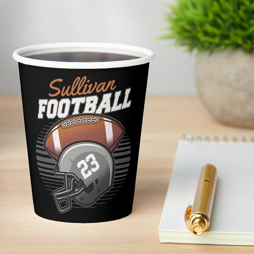 Personalized Football Player Team Number Helmet  Paper Cups