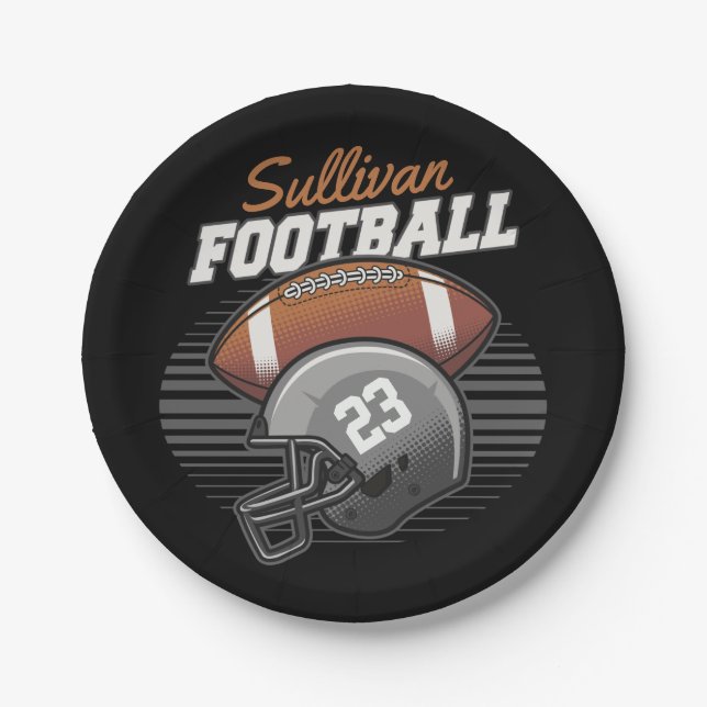 Personalized Football Player Team Number Helmet  Paper Plates (Front)