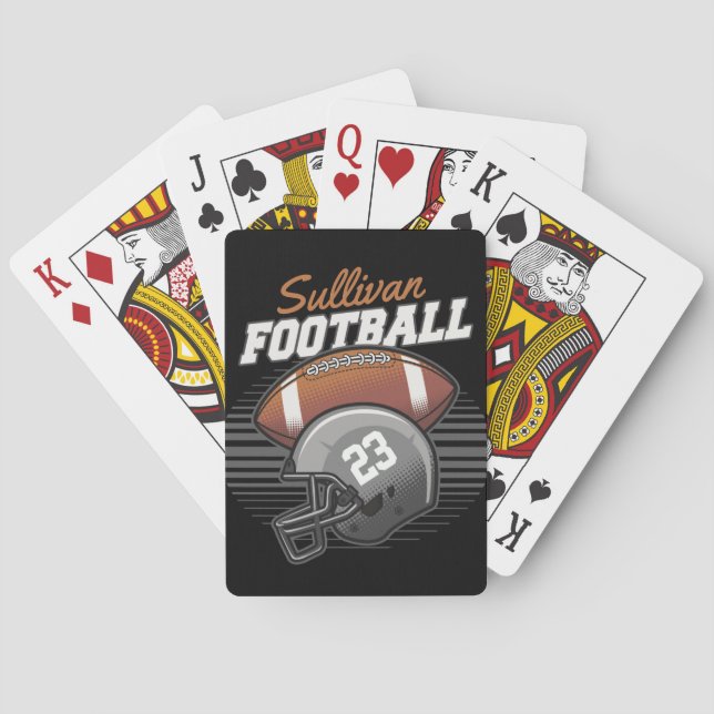 Personalized Football Player Team Number Helmet  Poker Cards (Back)