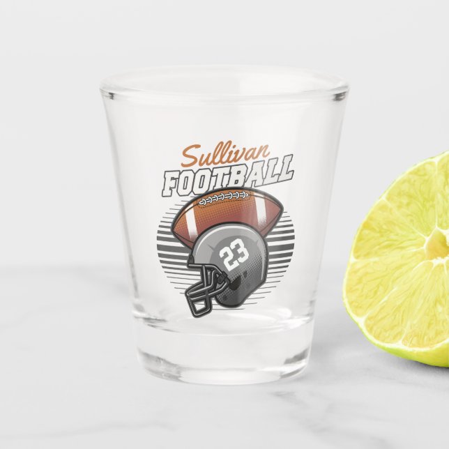 Personalized Football Player Team Number Helmet  Shot Glass (Front)