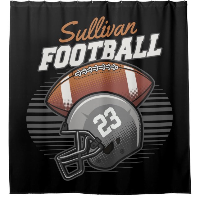 Personalized Football Player Team Number Helmet  Shower Curtain (Front)