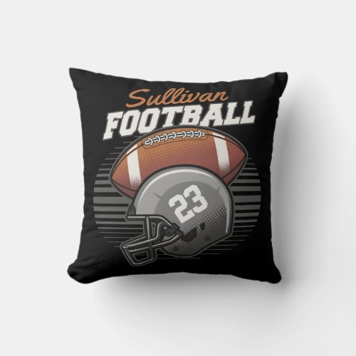 Personalized Football Player Team Number Helmet Throw Pillow