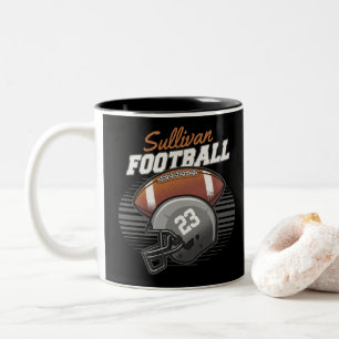 Personalized Football Player Team Number Helmet Two-Tone Coffee Mug