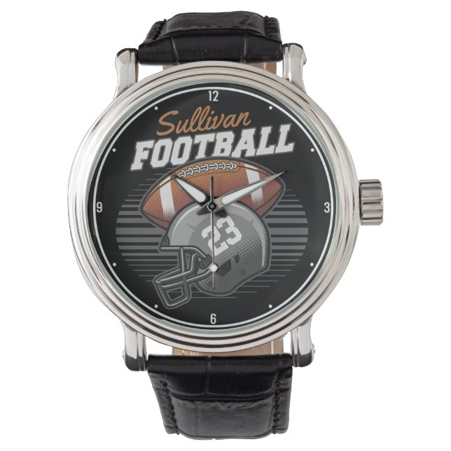 Personalized Football Player Team Number Helmet  Watch (Front)