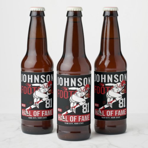 Personalized Football PLAYER Team NUMBER Sports  Beer Bottle Label